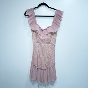 Native Daughters‎ American Threads Pink Verona Lace Mini Dress Size Medium